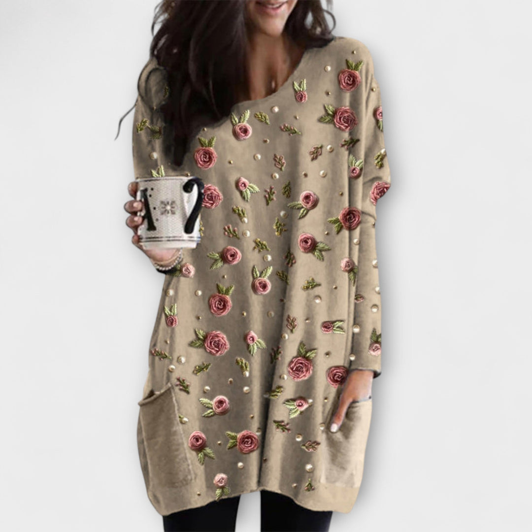 Layla Rose Print Tunic For Women Romantic Casual Summer Top