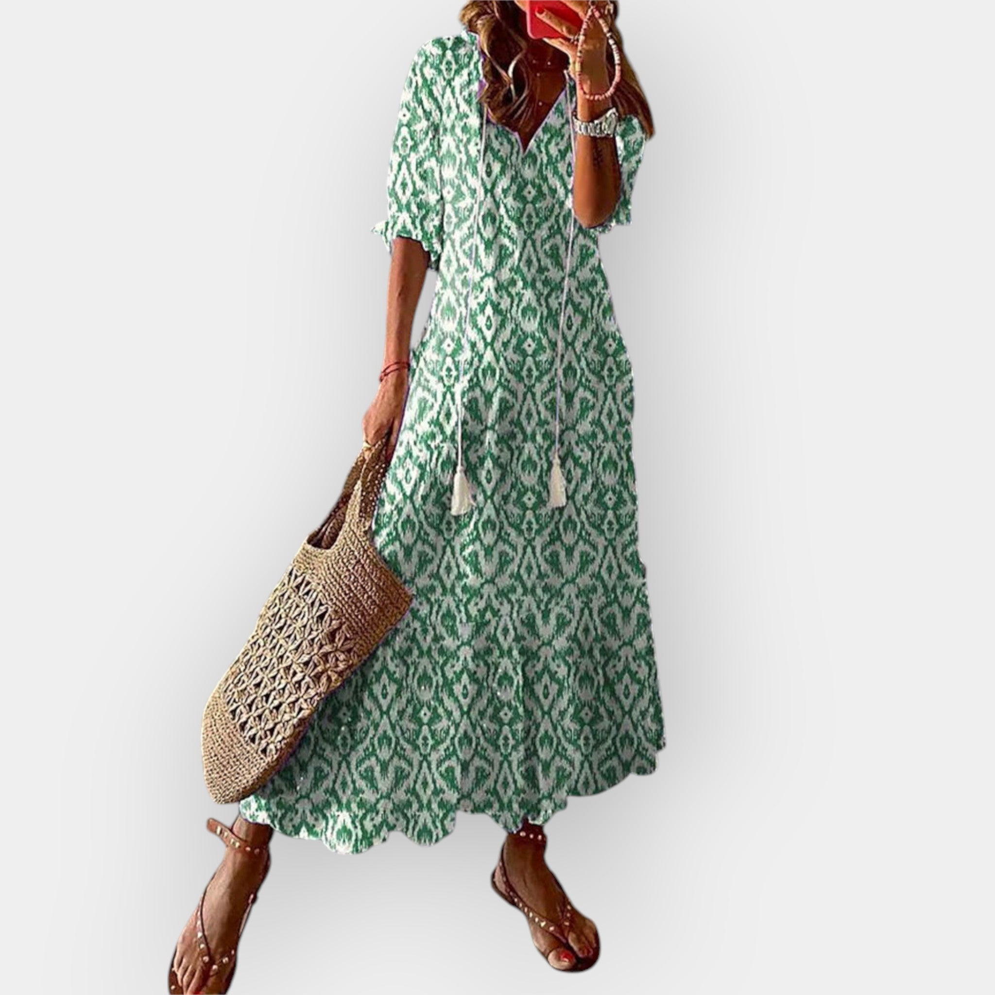 Bohemian Maxi Dress With Flowing Fit And Lightweight Fabric