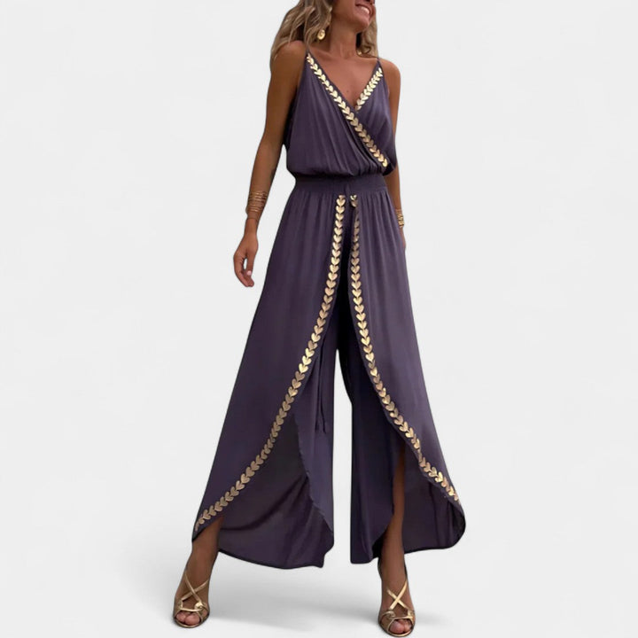 Eleonora Luxe One Piece With Gold Details And Slit
