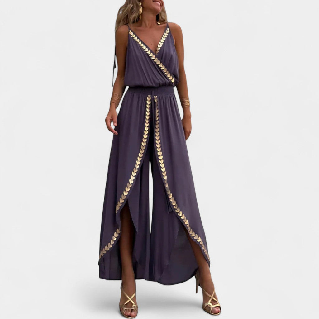 Eleonora Luxe One Piece With Gold Details And Slit
