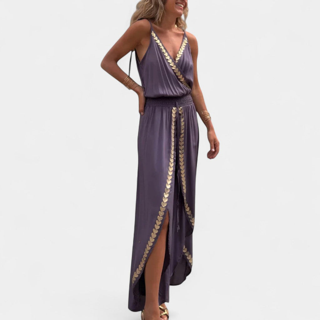 Eleonora Luxe One Piece With Gold Details And Slit