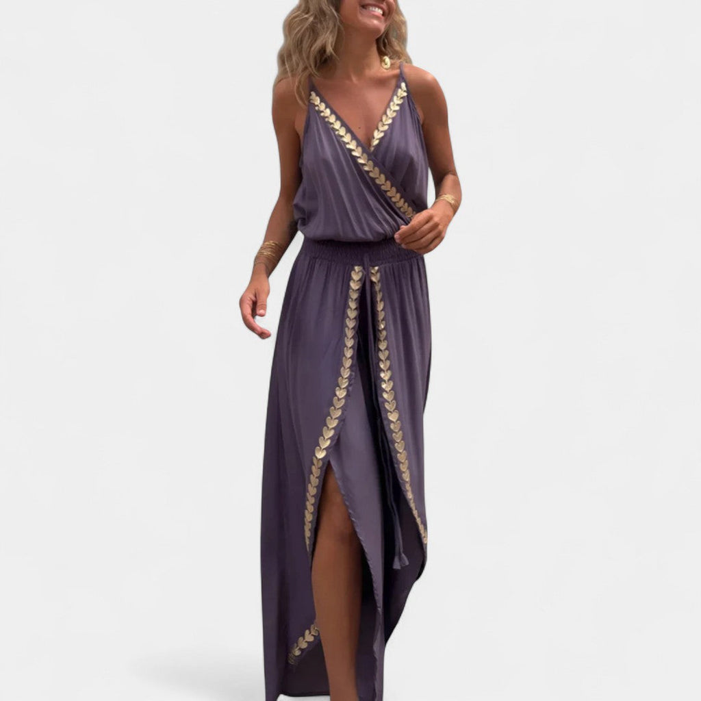 Eleonora Luxe One Piece With Gold Details And Slit