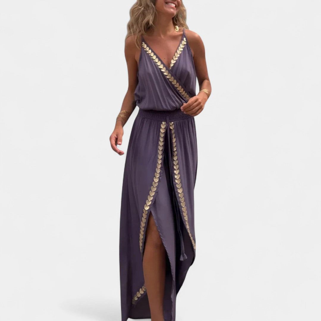 Eleonora Luxe One Piece With Gold Details And Slit