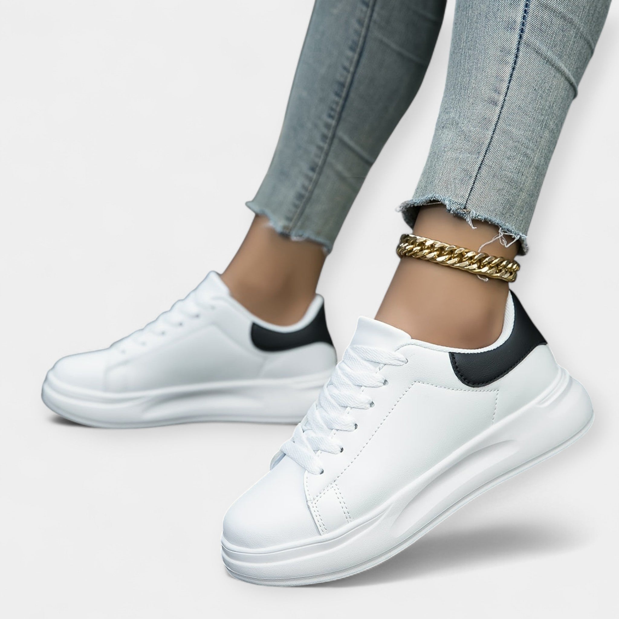 White Leather Sneakers Premium Comfort Orthopaedic Sole