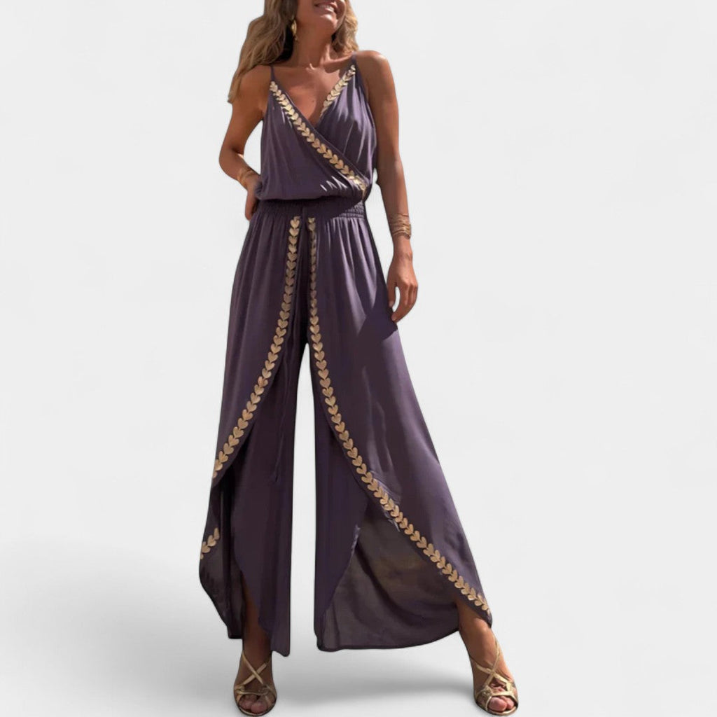 Eleonora Luxe One Piece With Gold Details And Slit