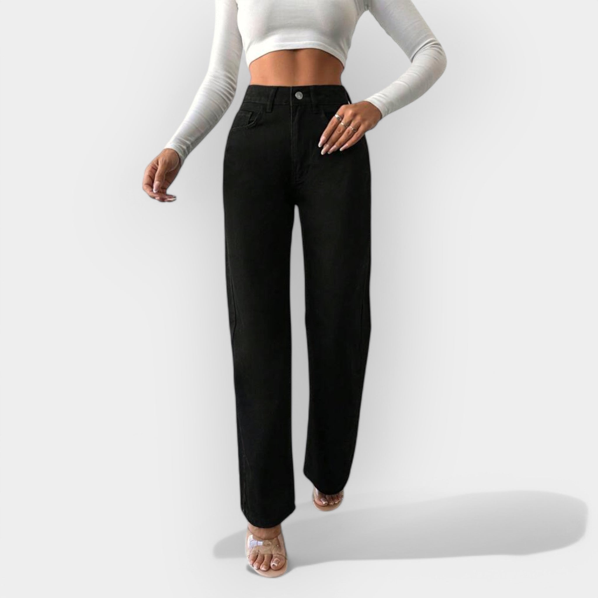 High Waisted Jeans With Wide Leg For A Modern Silhouette