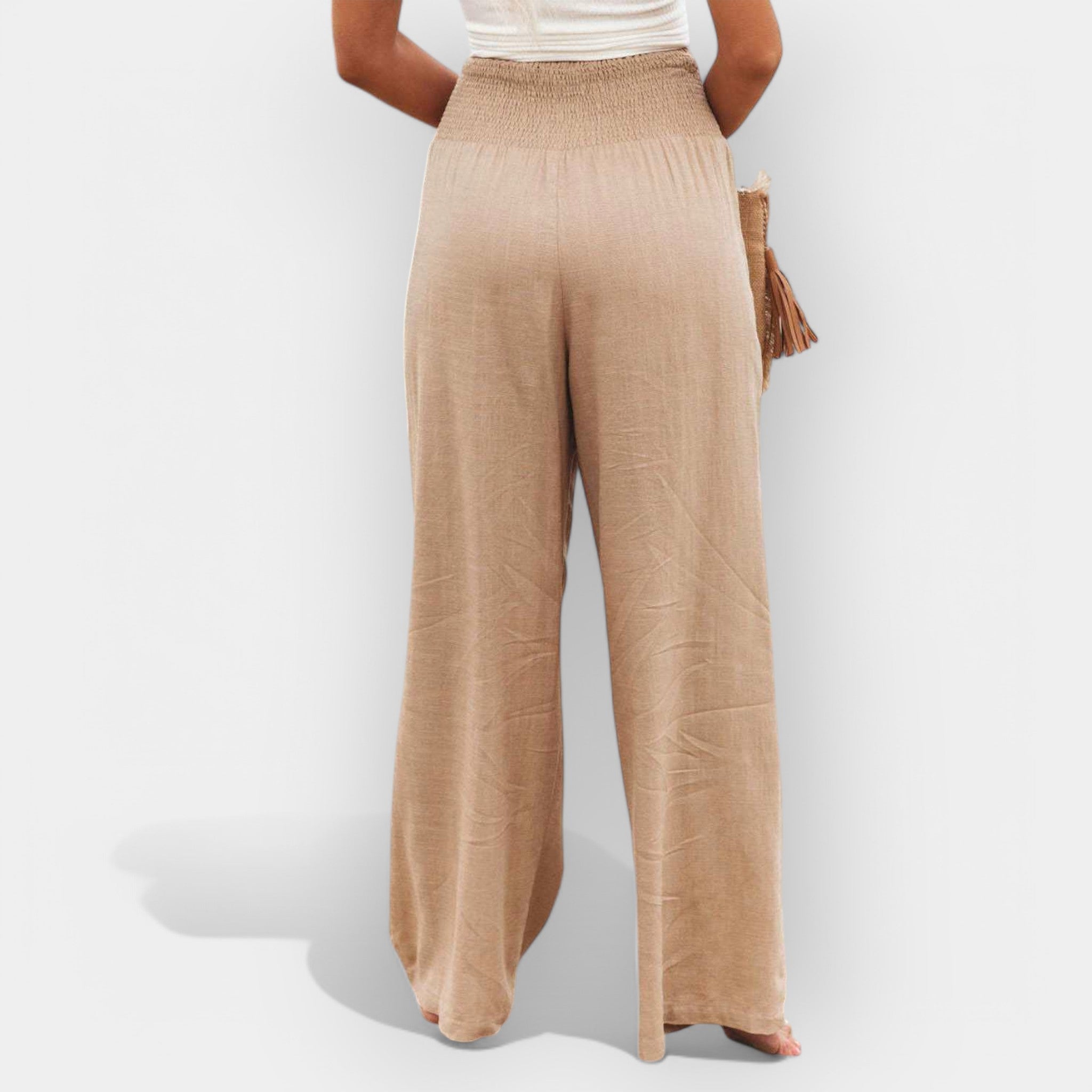 Wide Fit Lightweight Trousers With Elastic Waistband