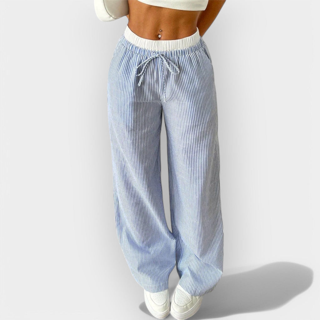 Wide Leg Striped Trousers For Urban Daywear Comfort