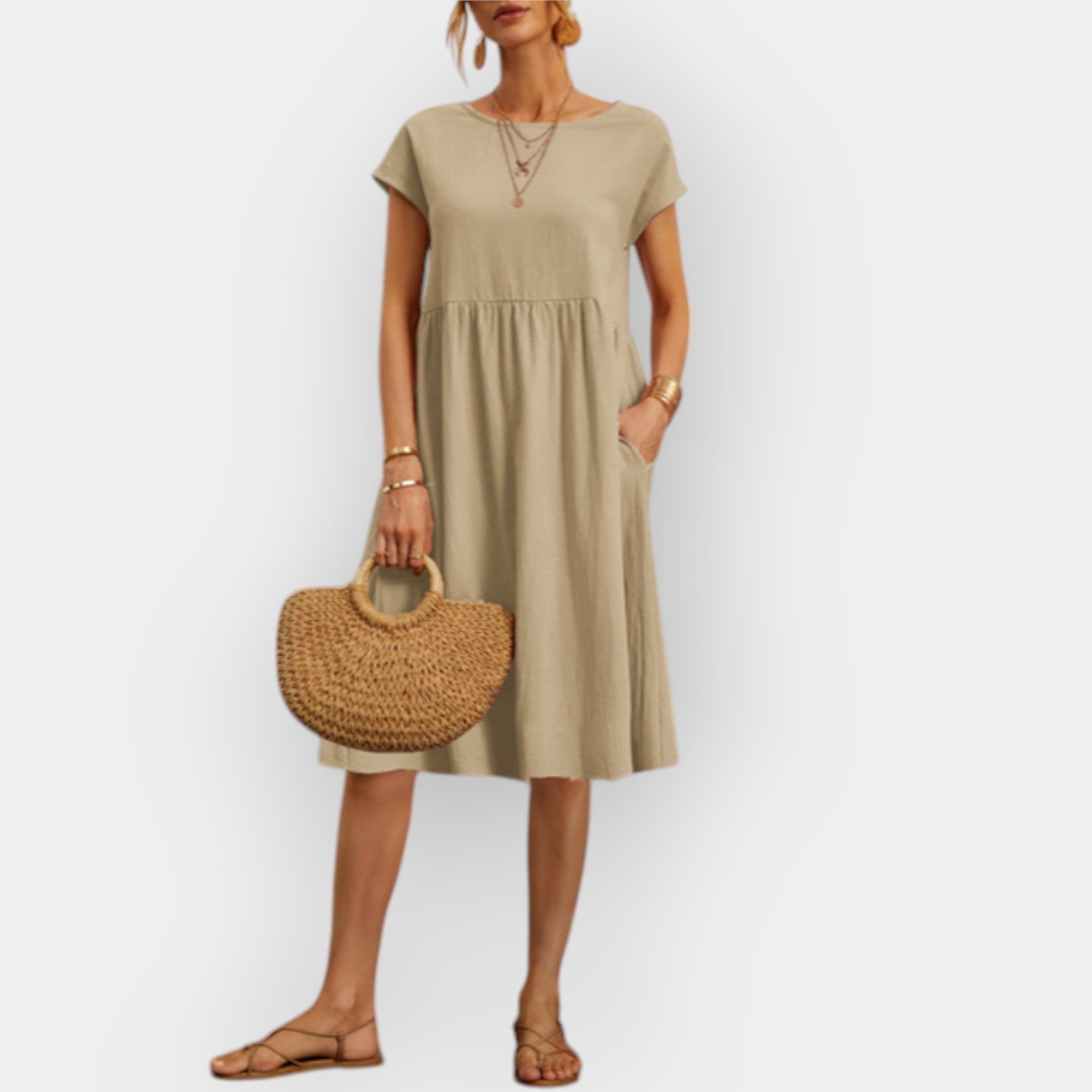 Midi Dress With Clean Lines In Lightweight Breathable Fabric