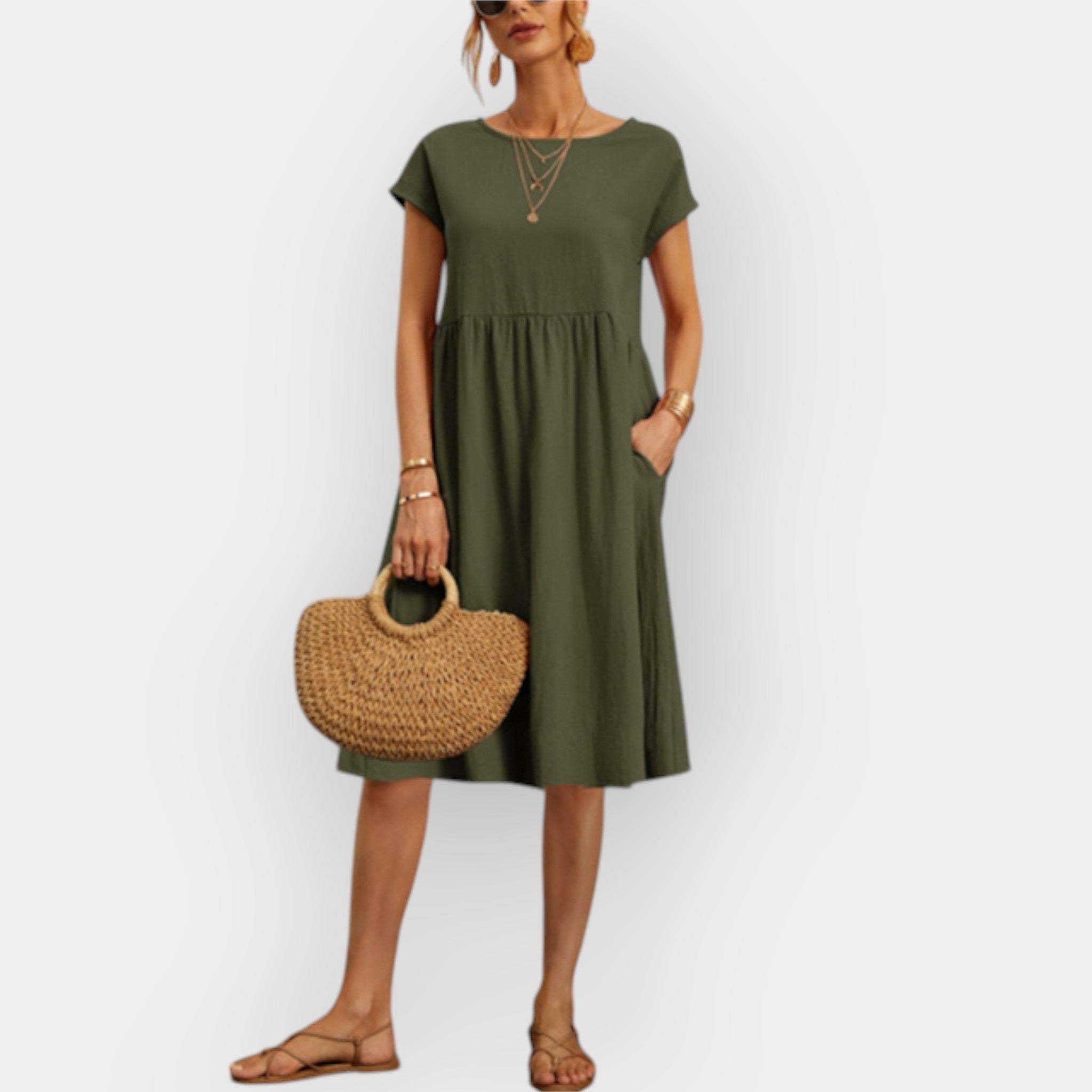 Midi Dress With Clean Lines In Lightweight Breathable Fabric