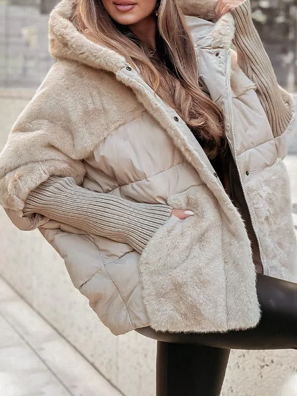 Ava Elegant Puffer Jacket With Teddy Mix For Winter Warmth