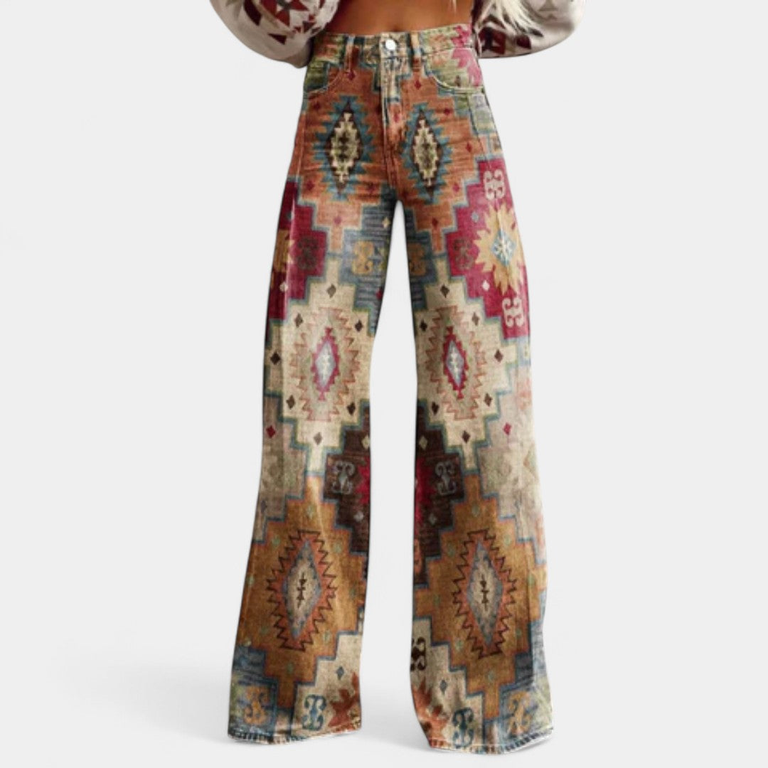 Melina High Waist Wide Leg Trousers In Retro Style