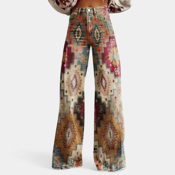 Melina High Waist Wide Leg Trousers In Retro Style