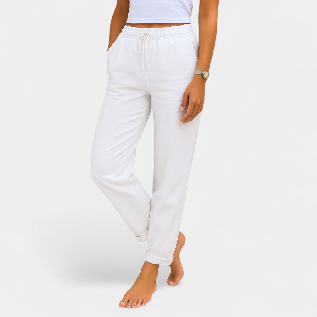 Myrto Linen Stretch Trousers With Light Fit And Elegance