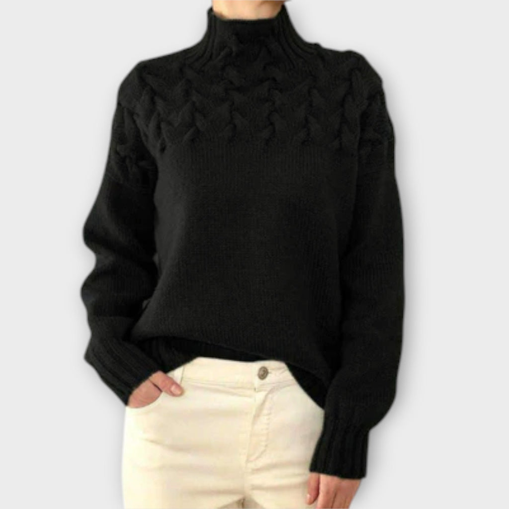 Eva Womens Cable Knit Jumper With Detail For Everyday Wear
