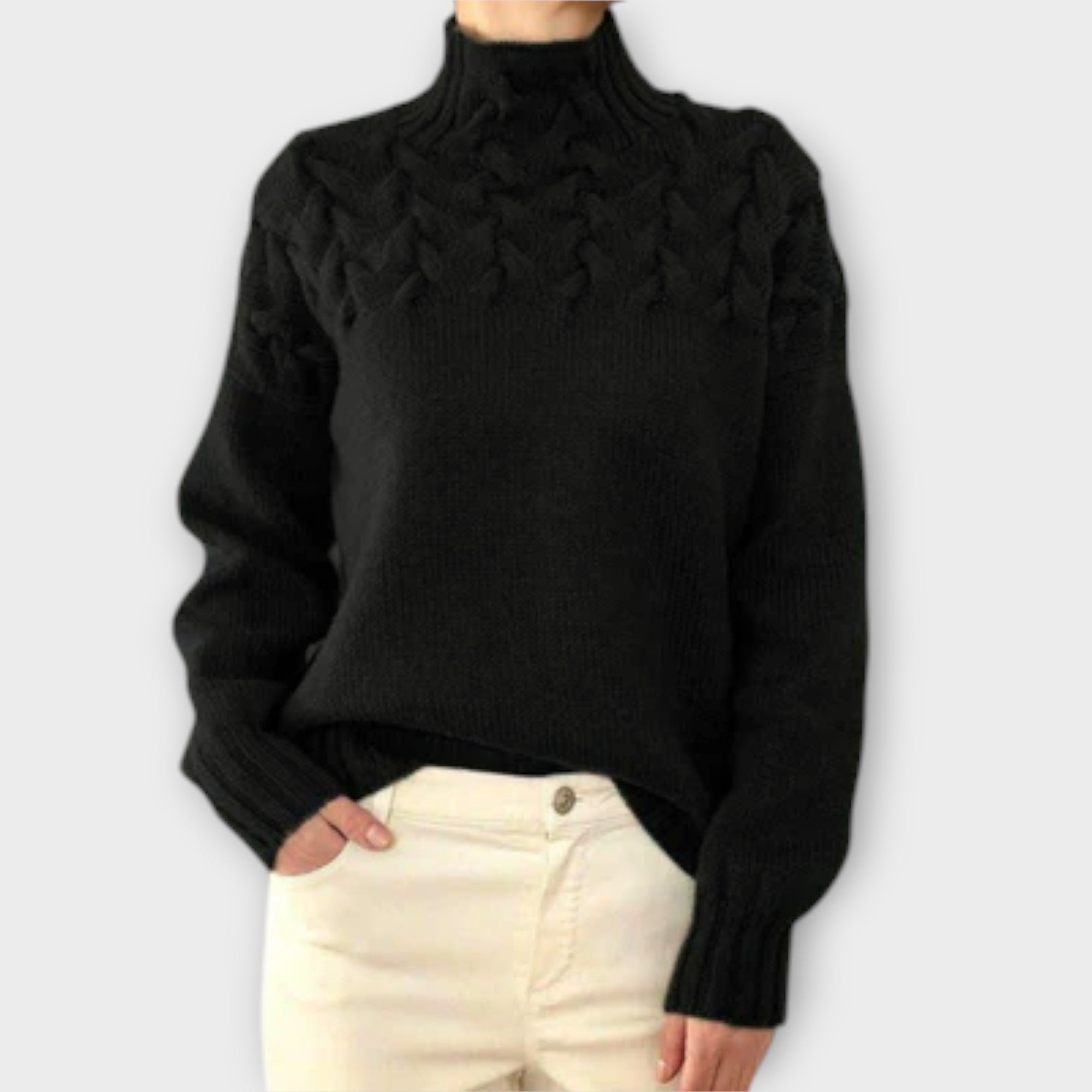 Eva Womens Cable Knit Jumper With Detail For Everyday Wear