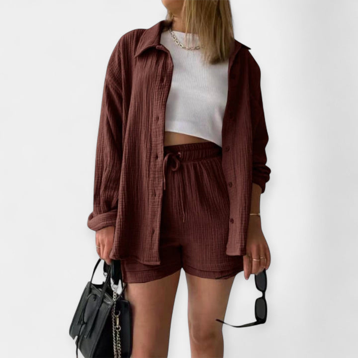 Two Tone Summer Set Top and Shorts in Vibrant Colour