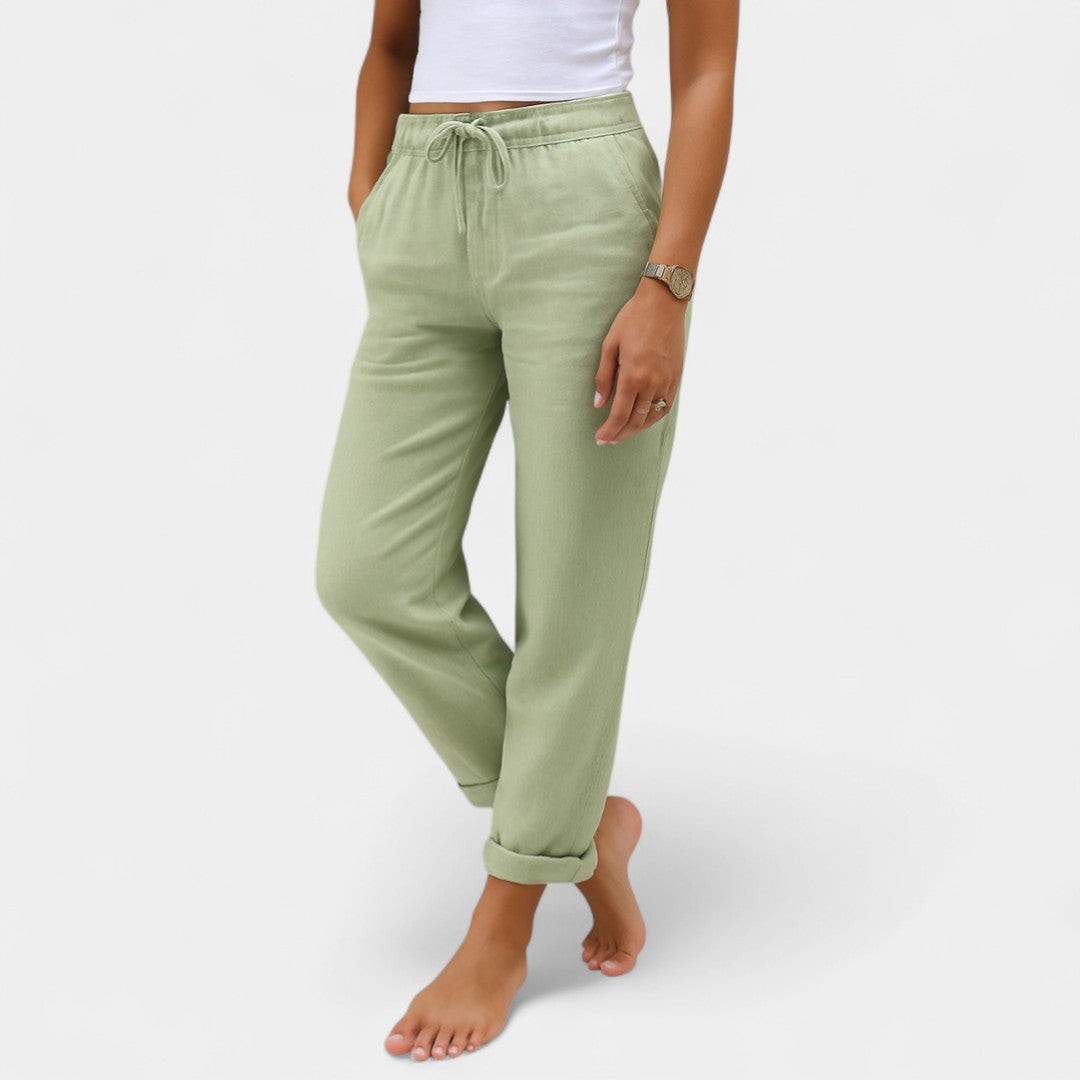 Myrto Linen Stretch Trousers With Light Fit And Elegance