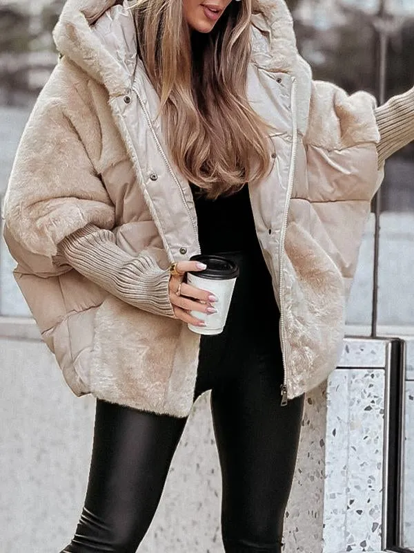 Ava Elegant Puffer Jacket With Teddy Mix For Winter Warmth