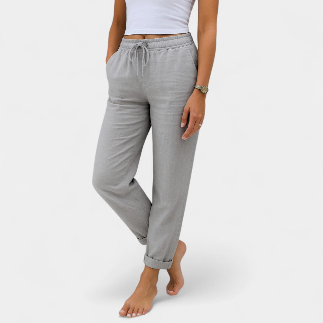 Myrto Linen Stretch Trousers With Light Fit And Elegance