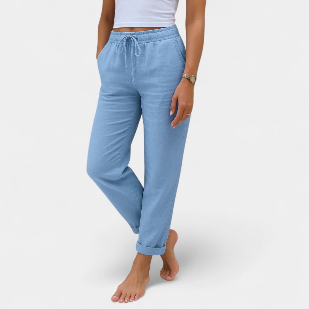 Myrto Linen Stretch Trousers With Light Fit And Elegance