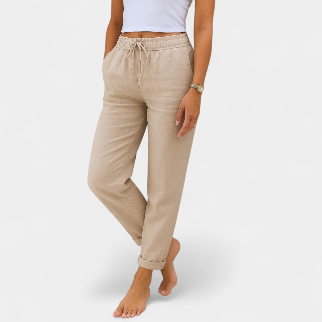 Myrto Linen Stretch Trousers With Light Fit And Elegance
