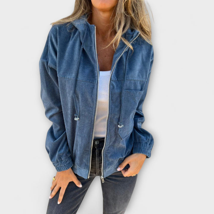 Ella Corduroy Zip Hoodie Jacket for Women Warm and Stylish