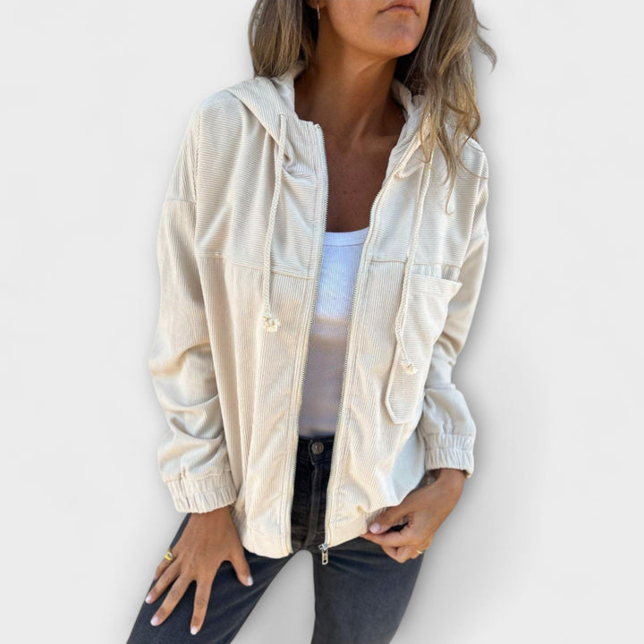 Ella Corduroy Zip Hoodie Jacket for Women Warm and Stylish