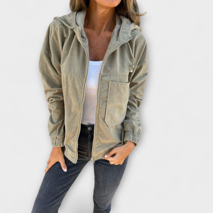 Ella Corduroy Zip Hoodie Jacket for Women Warm and Stylish