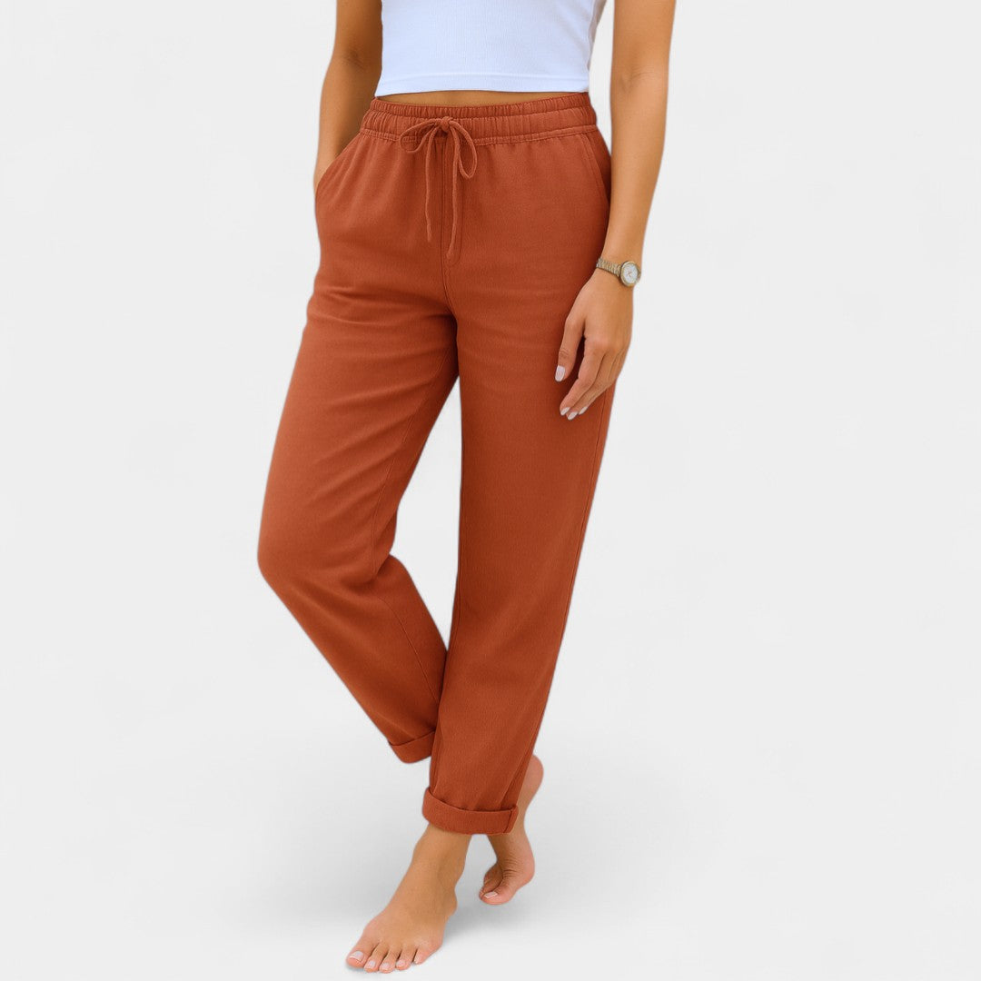 Myrto Linen Stretch Trousers With Light Fit And Elegance