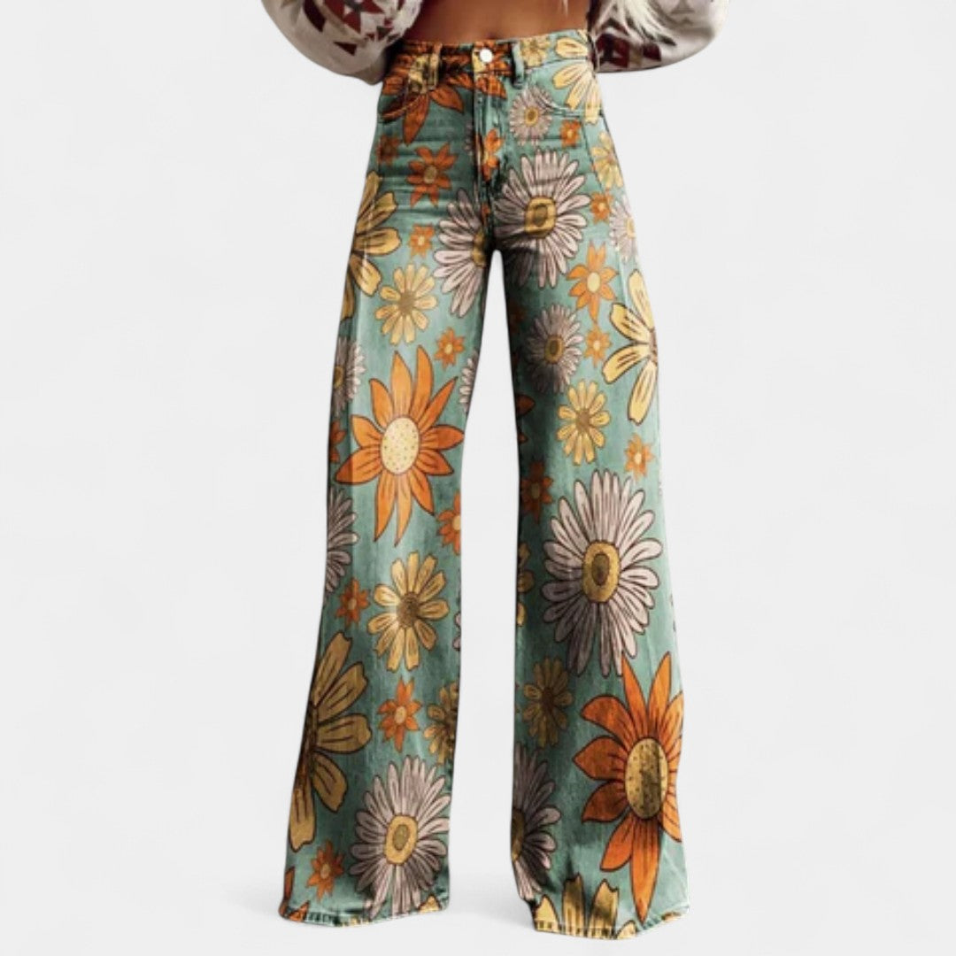 Melina High Waist Wide Leg Trousers In Retro Style