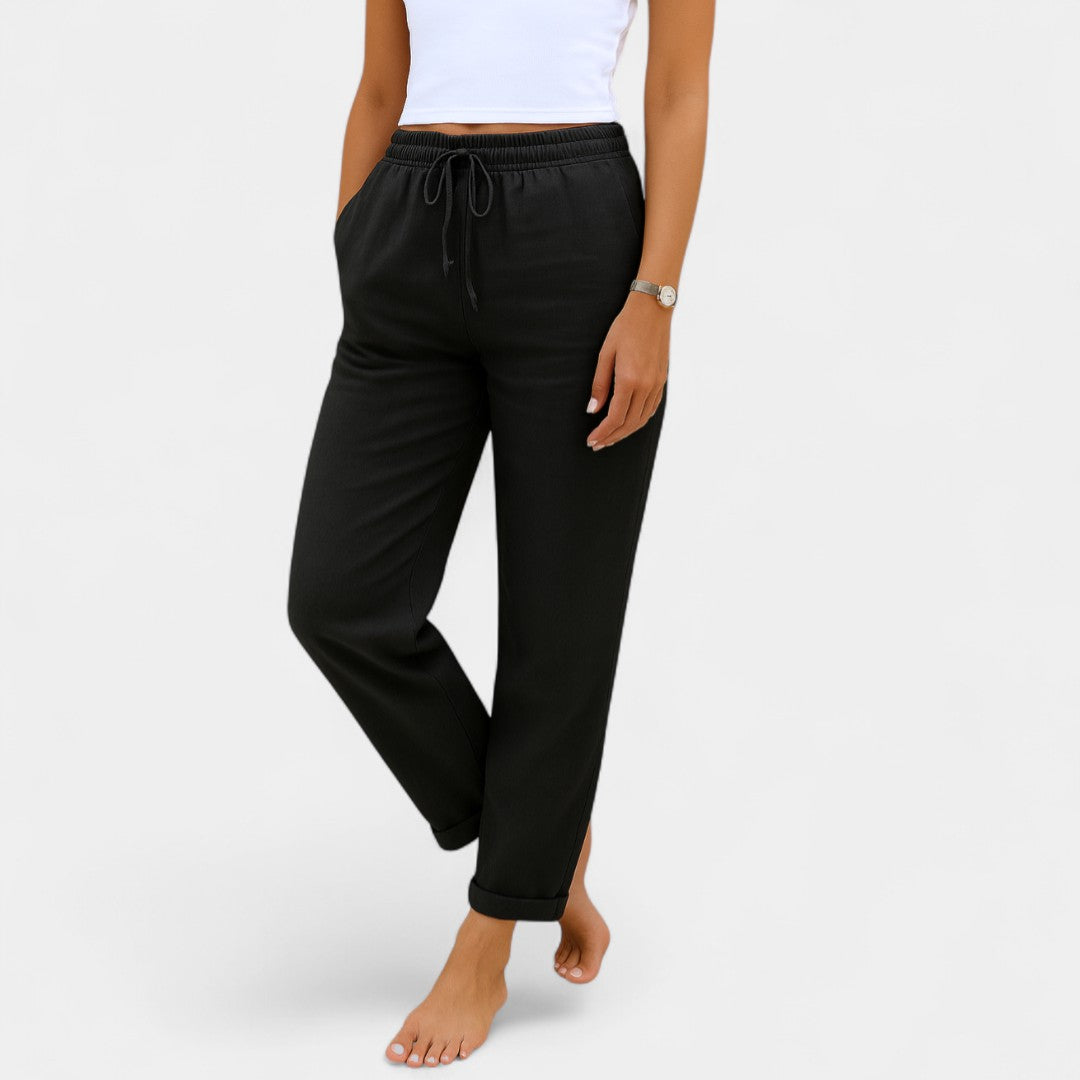 Myrto Linen Stretch Trousers With Light Fit And Elegance