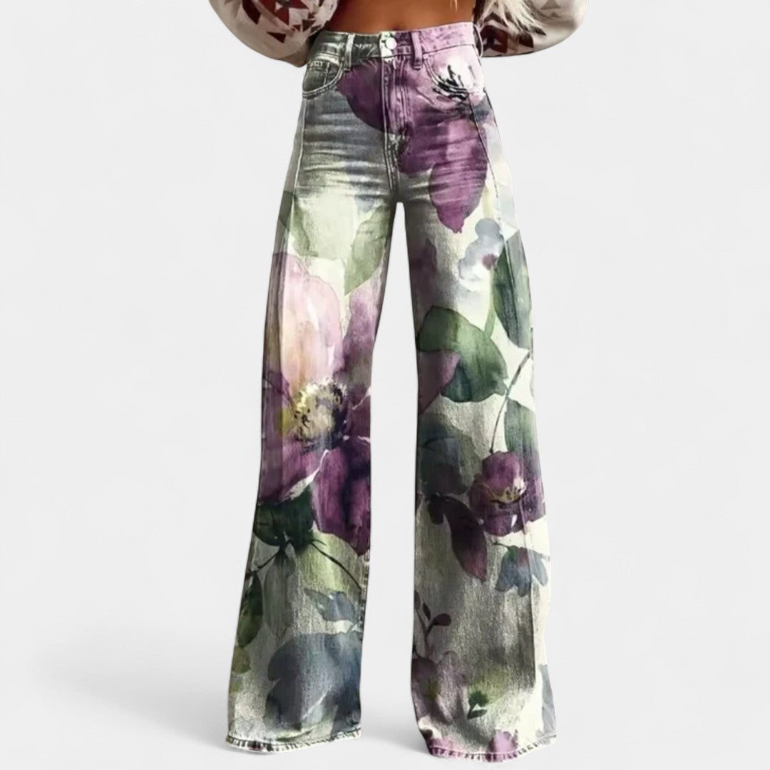 Melina High Waist Wide Leg Trousers In Retro Style