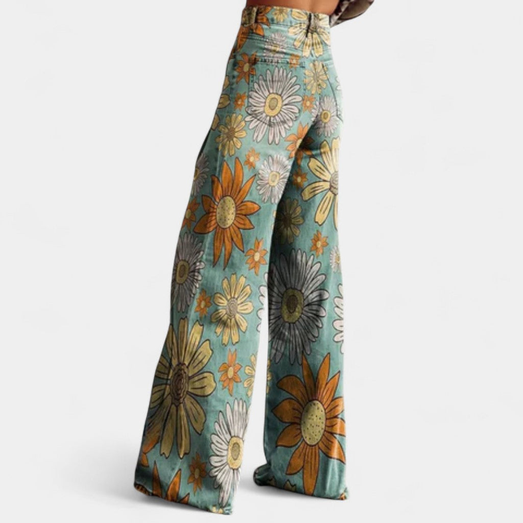 Melina High Waist Wide Leg Trousers In Retro Style