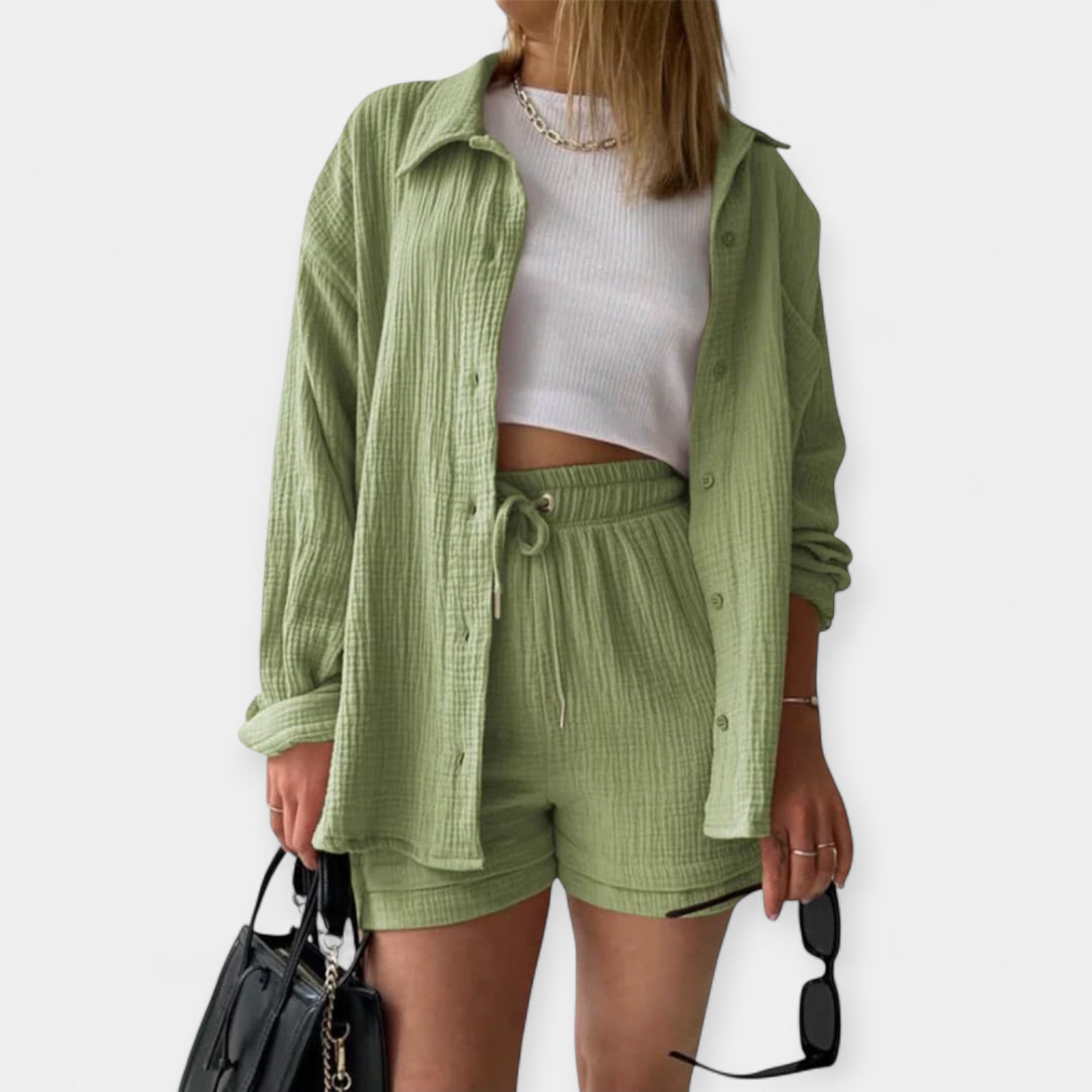 Two Tone Summer Set Top and Shorts in Vibrant Colour