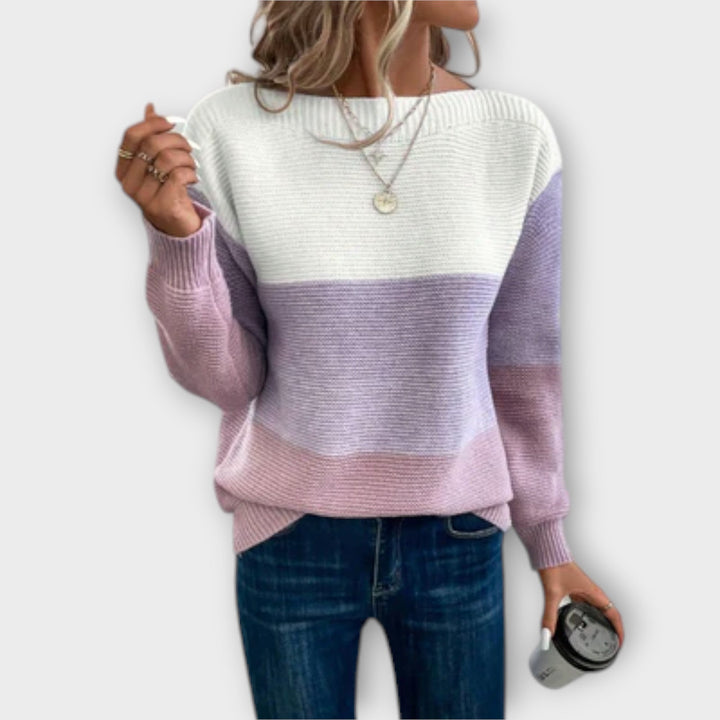 Clara Elegant Three Colour Patchwork Jumper For Women