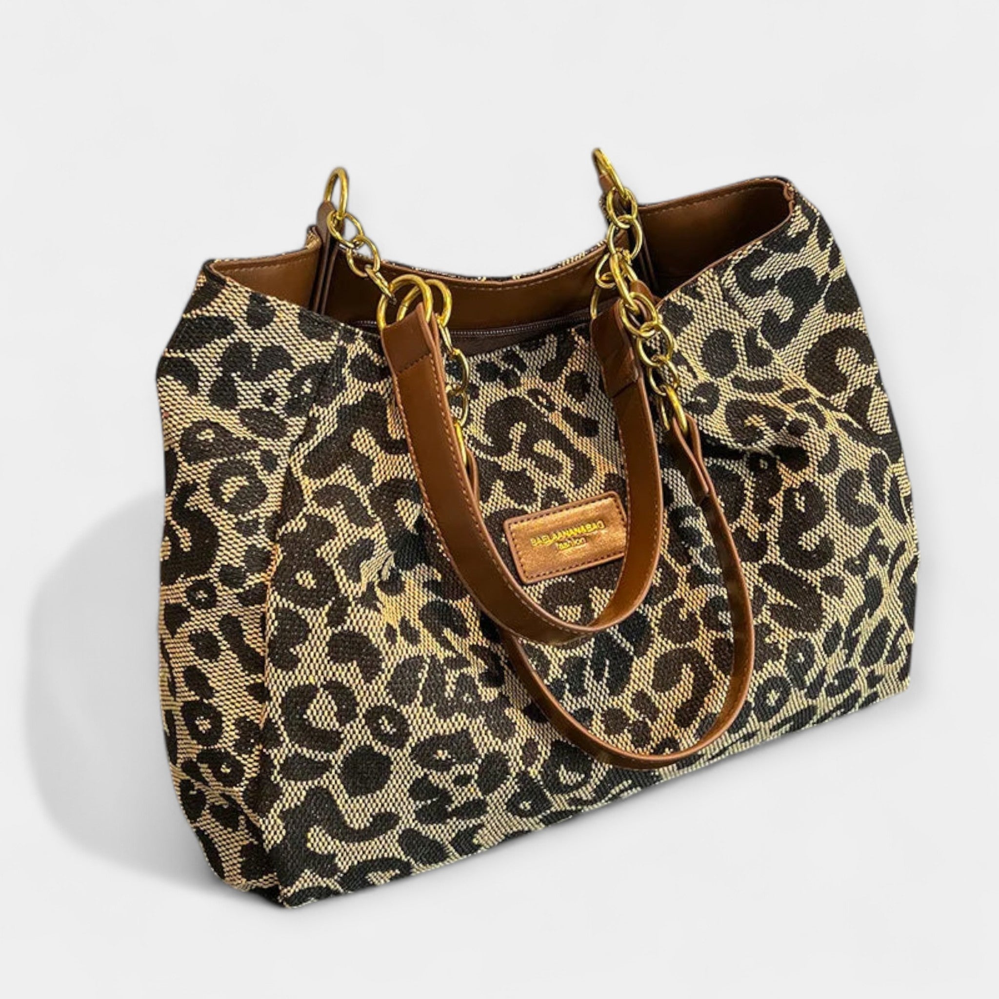 Animal Print Shoulder Bag Medium Size With Zip Closure