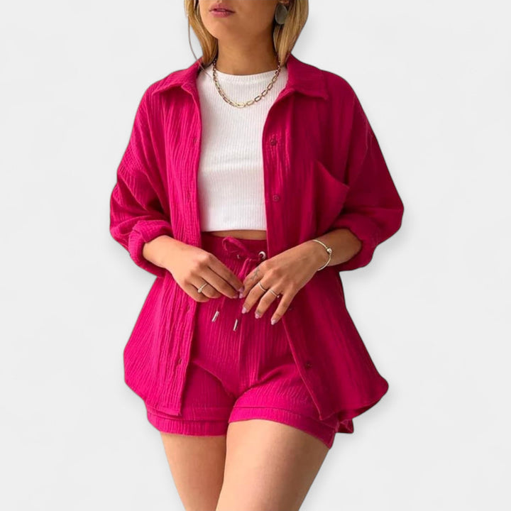 Two Tone Summer Set Top and Shorts in Vibrant Colour