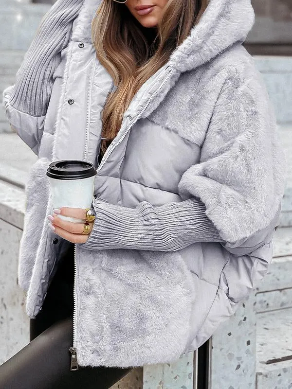 Ava Elegant Puffer Jacket With Teddy Mix For Winter Warmth