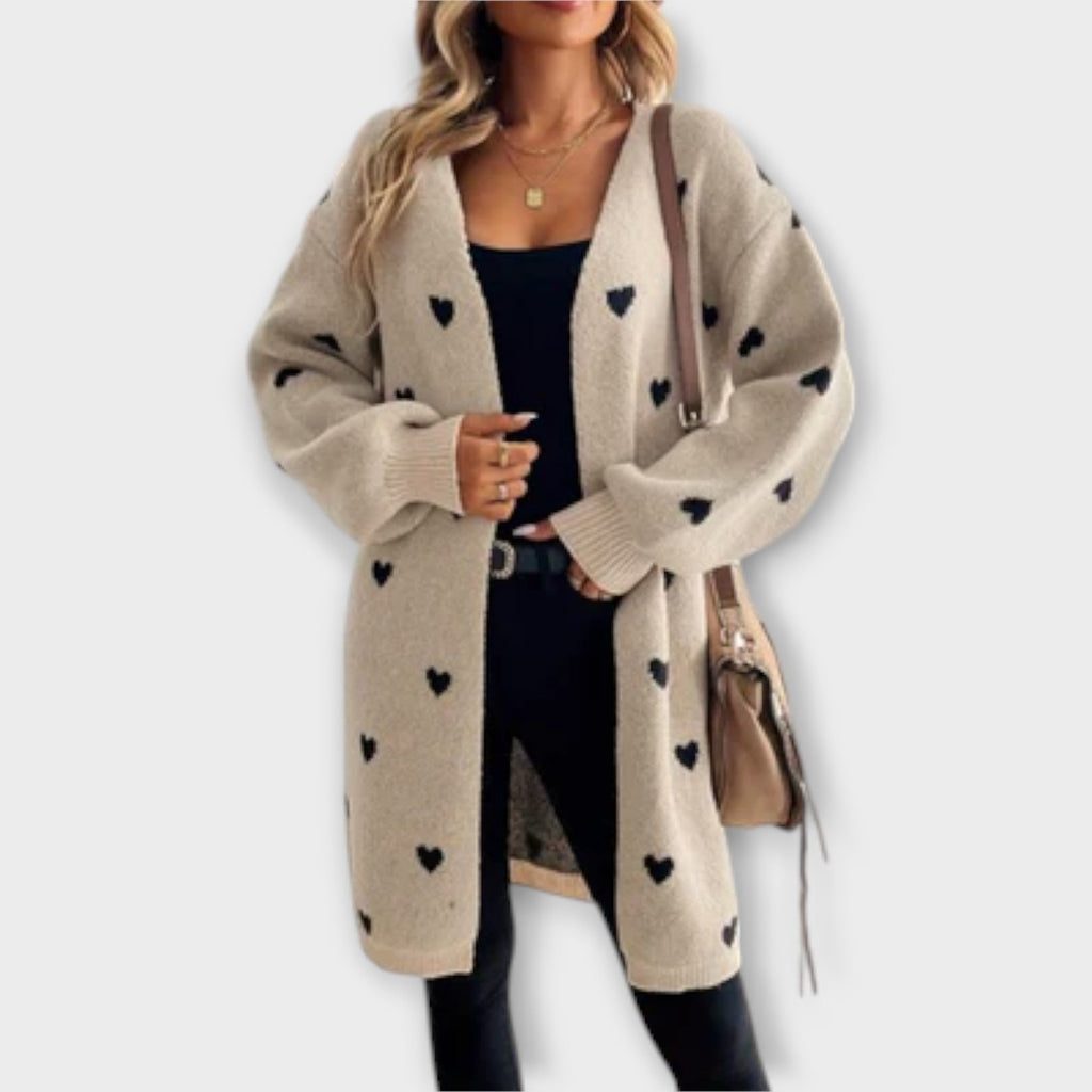 Julia Cardigan With Heart Pattern Soft Knit For Women