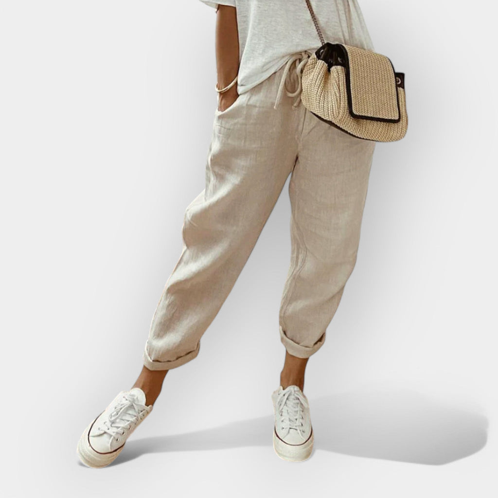 Light Linen Trousers With Flowing Silhouette Casual Chic