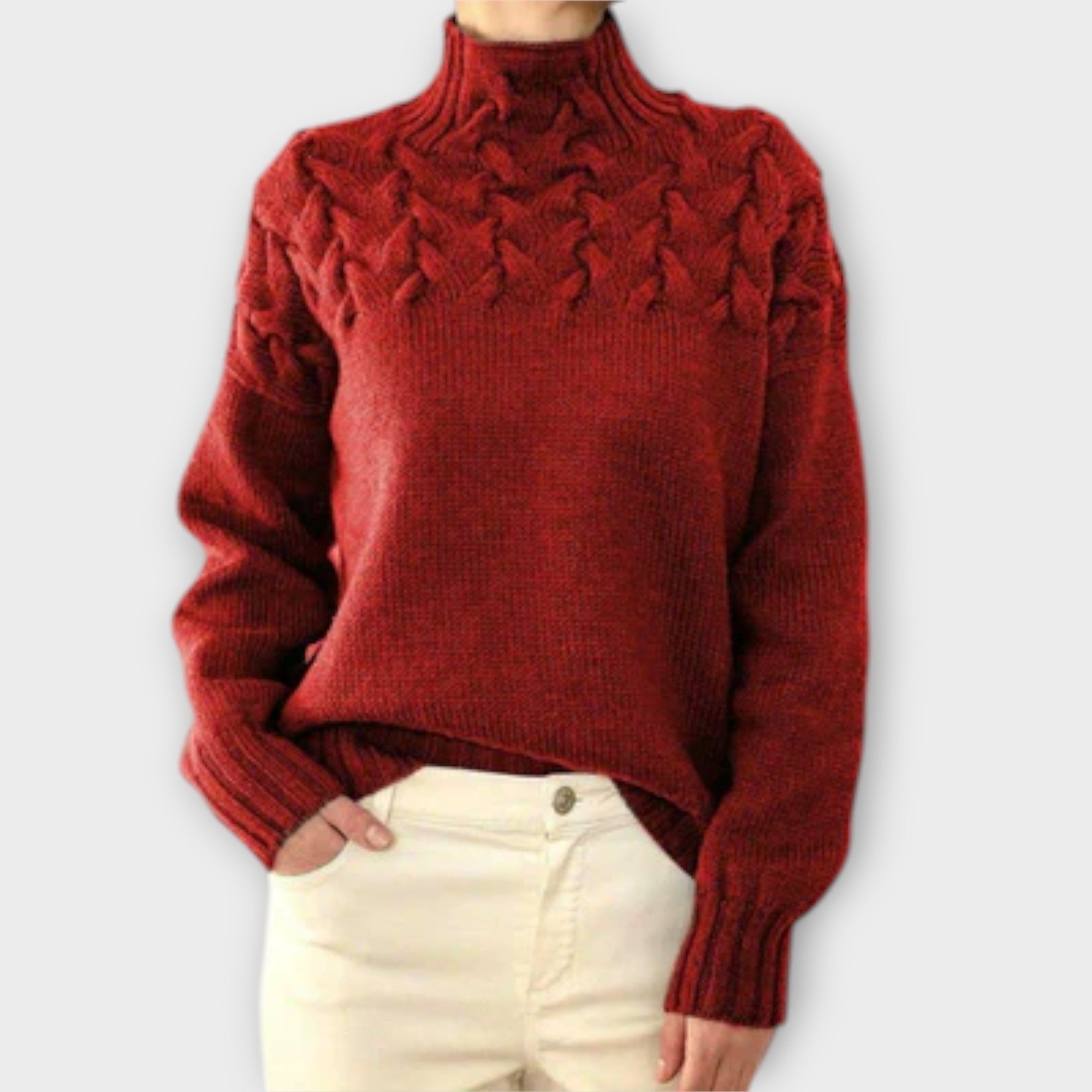 Eva Womens Cable Knit Jumper With Detail For Everyday Wear