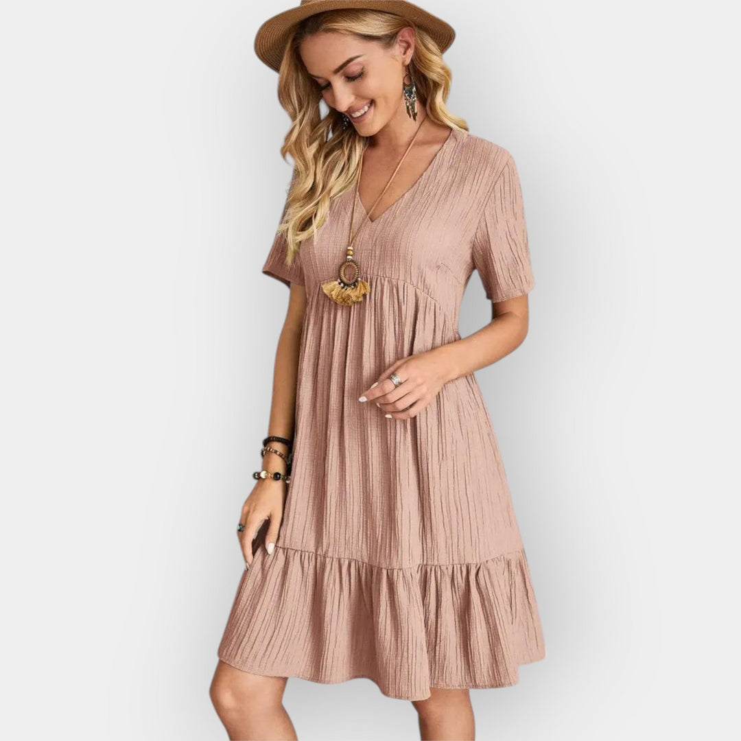 Midi Dress With V Neckline For All Occasions Lightweight