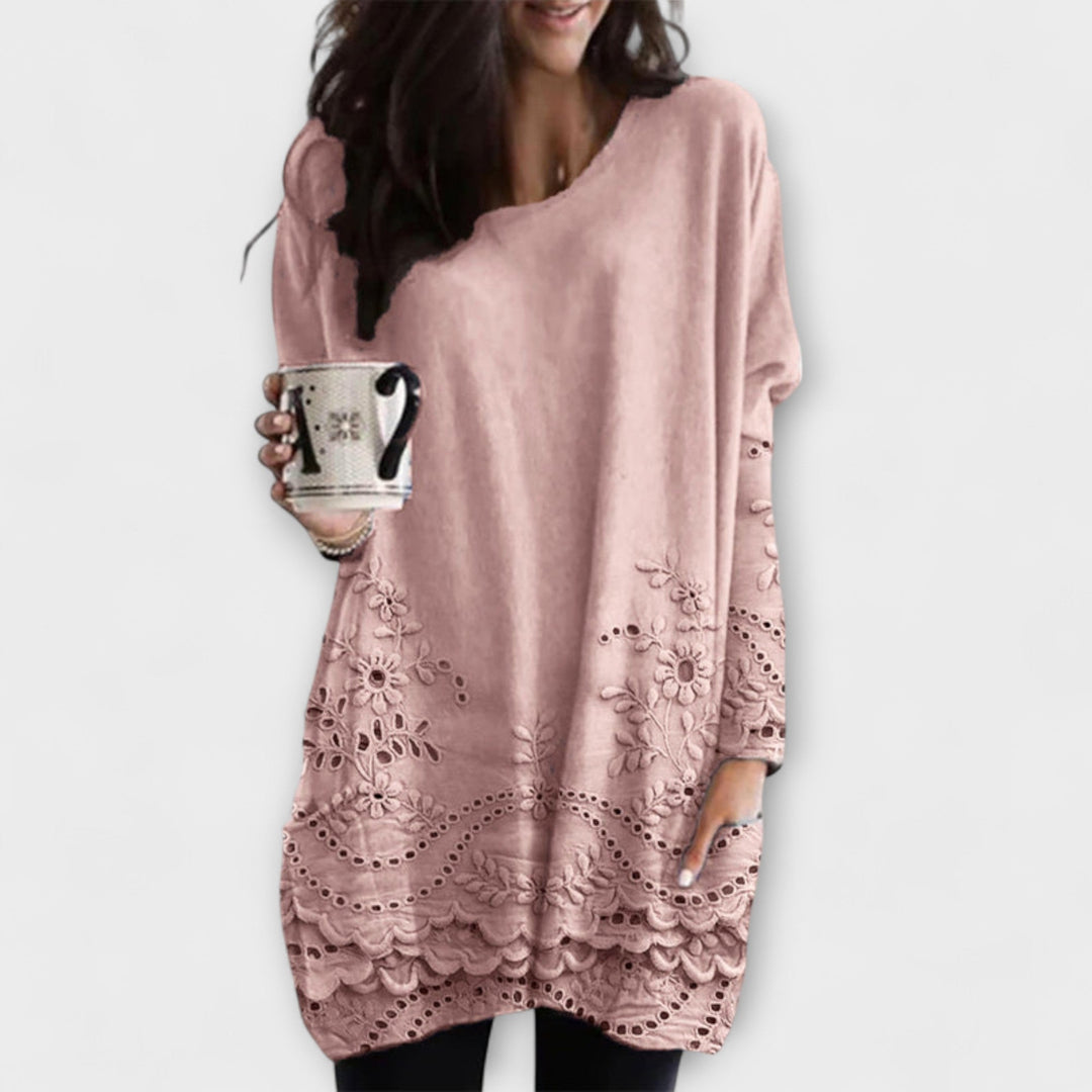 Riley Printed Jumper With Embroidered Floral Detailing