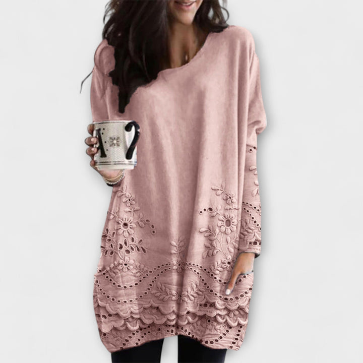 Riley Printed Jumper With Embroidered Floral Detailing