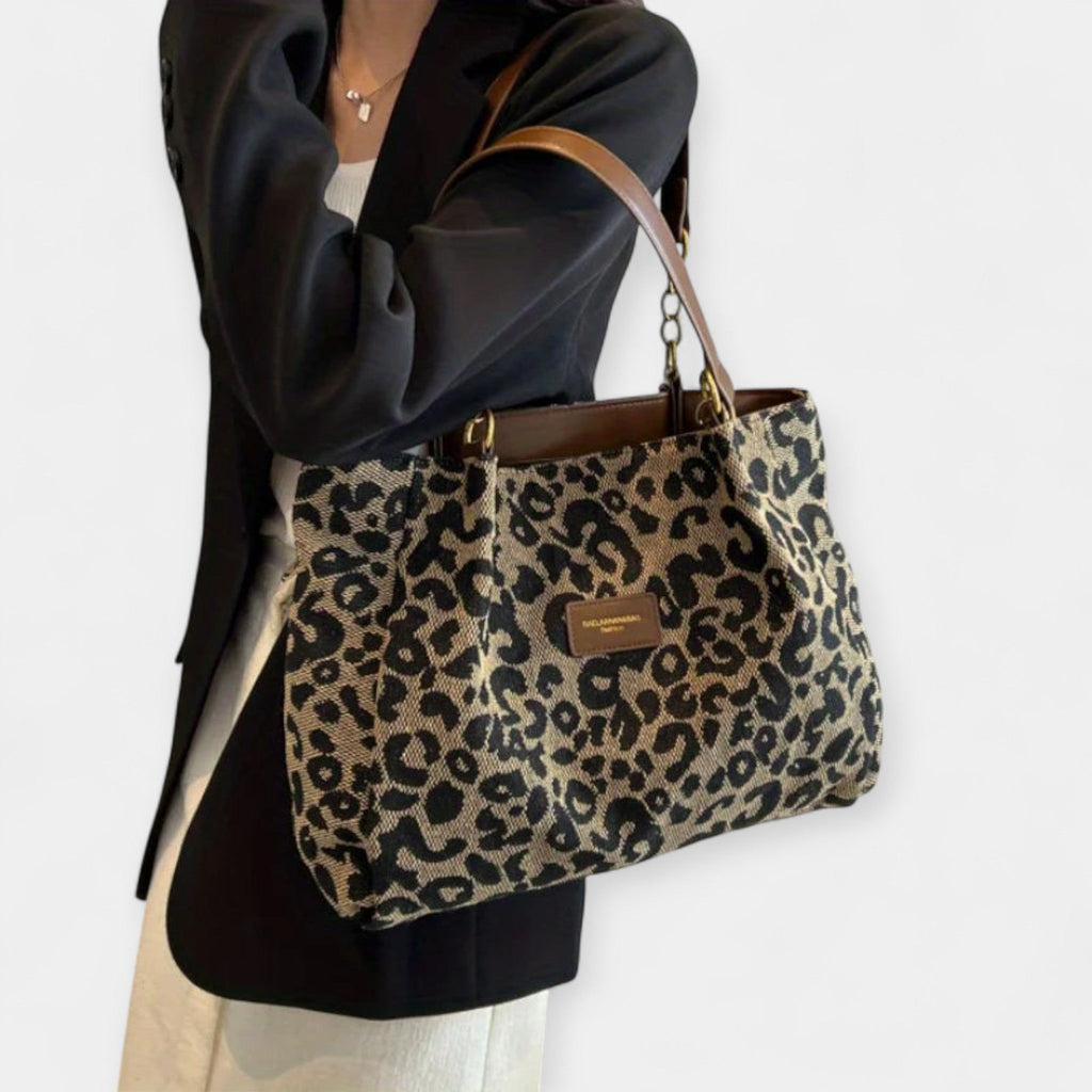 Animal Print Shoulder Bag Medium Size With Zip Closure