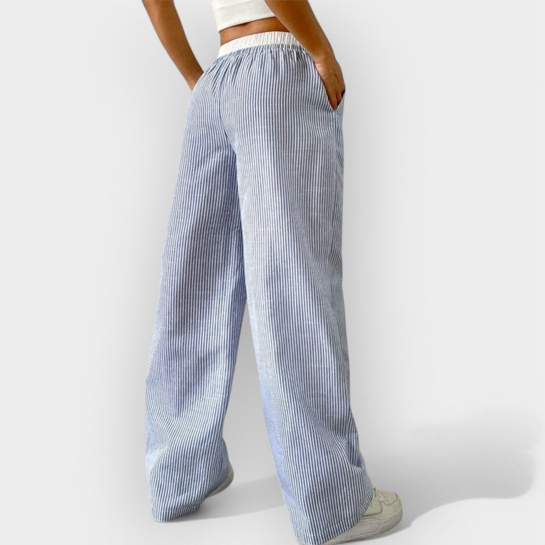 Wide Leg Striped Trousers For Urban Daywear Comfort