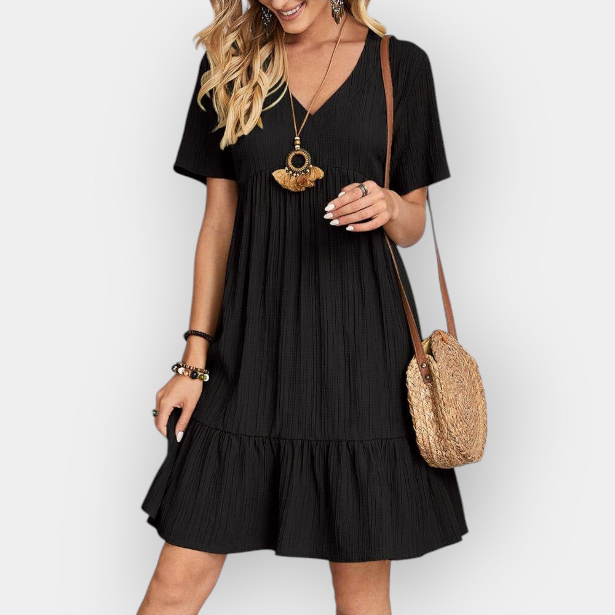 Midi Dress With V Neckline For All Occasions Lightweight