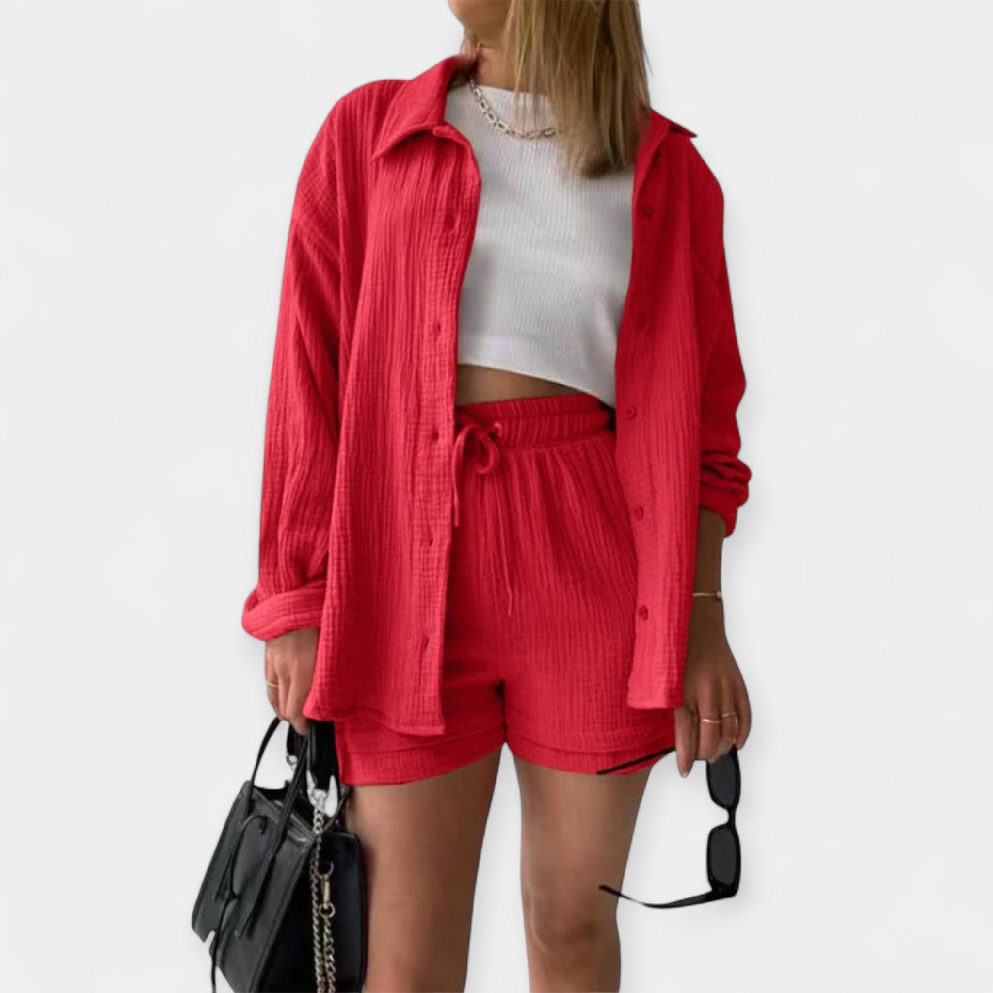 Two Tone Summer Set Top and Shorts in Vibrant Colour