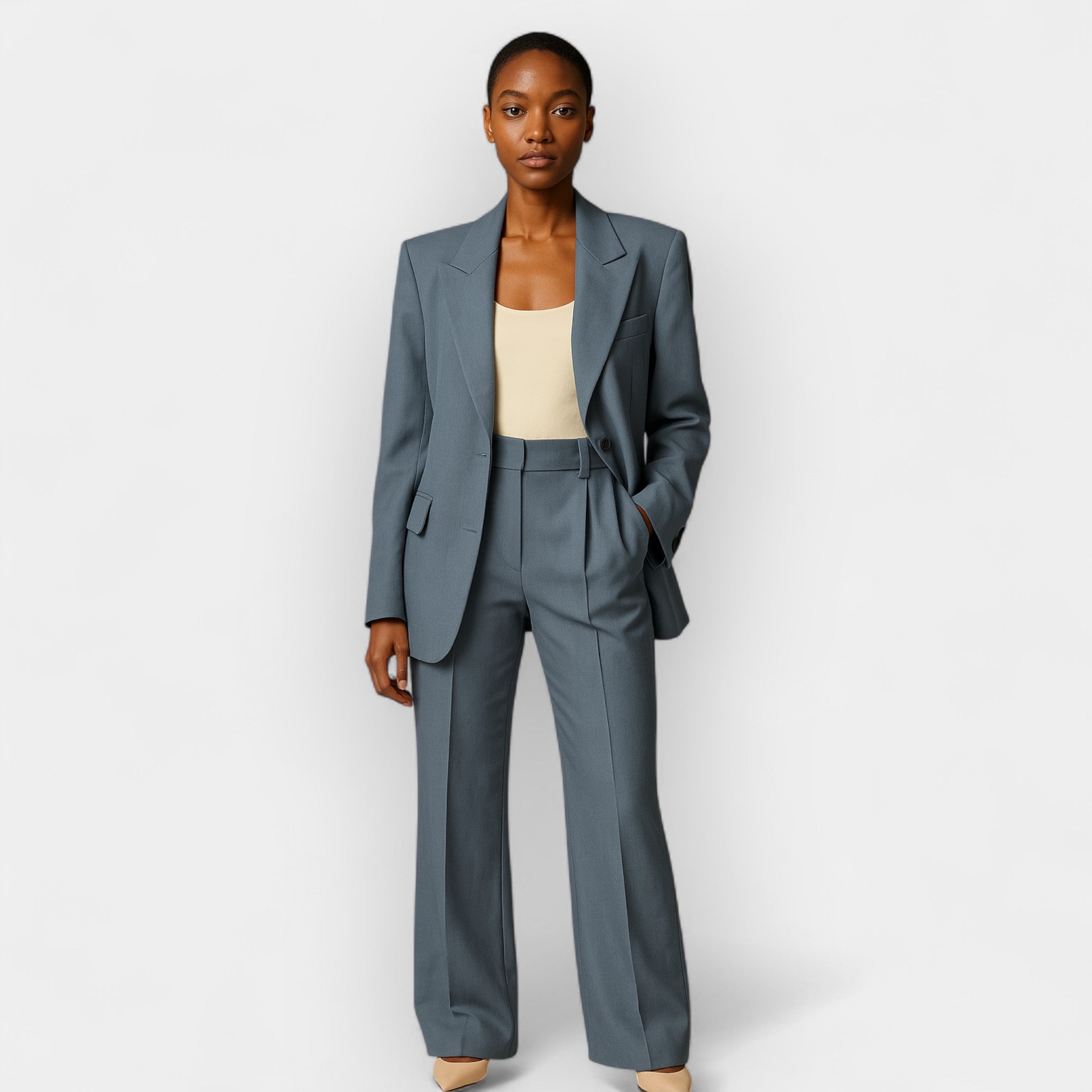 Timeless Coat And Trouser Suit Set For Office Elegance